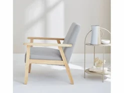 Sweeek Sillón estilo escandinavo de madera y tela