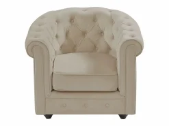 Outlet Vente-unique Sillón fijo de terciopelo color CHESTERFIELD Beige
