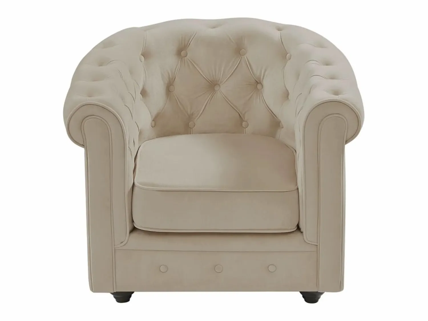 Outlet Vente-unique Sillón fijo de terciopelo color CHESTERFIELD Beige