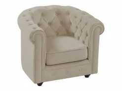 Outlet Vente-unique Sillón fijo de terciopelo color CHESTERFIELD Beige
