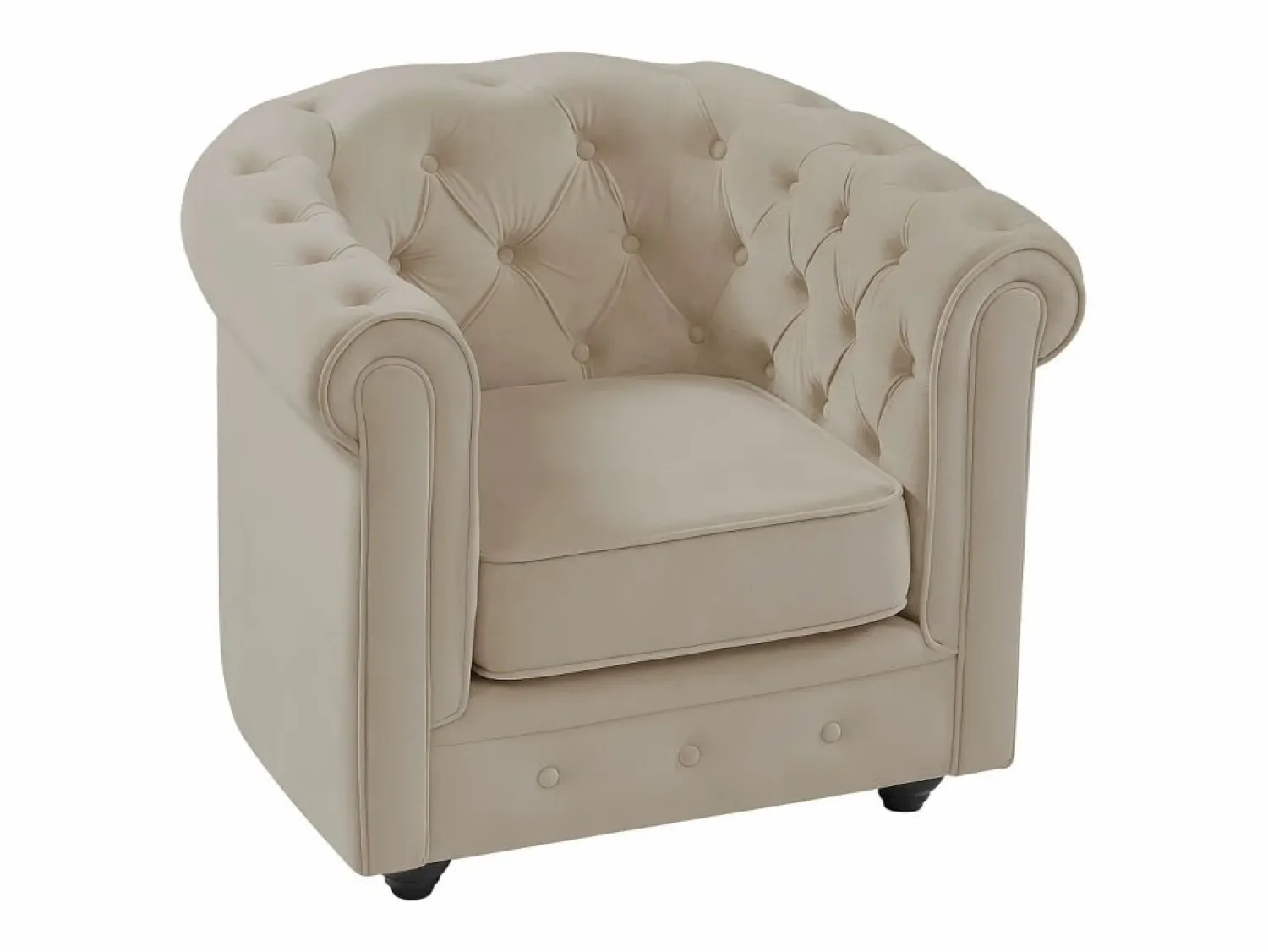 Outlet Vente-unique Sillón fijo de terciopelo color CHESTERFIELD Beige