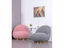 Outlet Sillón giratorio de diseño tapizado algodón - Corsica - Sillón Escandinavo