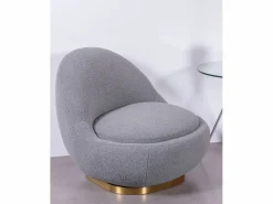 Outlet Sillón giratorio de diseño tapizado algodón - Corsica - Sillón Escandinavo