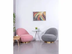 Outlet Sillón giratorio de diseño tapizado algodón - Corsica - Sillón Escandinavo