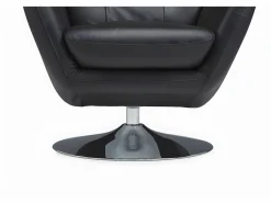 Best LINEA SOFA Sillón giratorio de piel de búfalo superior ANABA Negro