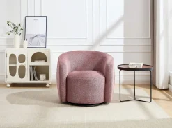 Vente-unique Sillón giratorio de tejido texturado color rojo VEREIDE