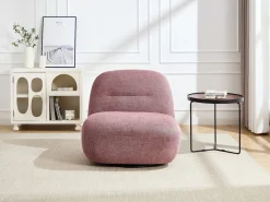 New Vente-unique Sillón giratorio de tejido texturizado color rojo POZETI Rosa
