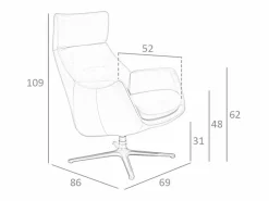 Angel Cerda Sillón giratorio reclinable piel gris oscuro 5092