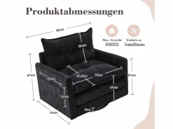 Sillón giratorio XXL (92x74x67 cm) - Rotación 360° - Bolsillo lateral - Capacidad 300 kg