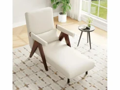 Clearance Sillón individual 64x68,5x93 cm - convertible 3 en 1 - acolchado - lino - beige + marrón Sillón Cama