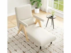 Clearance Sillón individual 64x68,5x93 cm - convertible 3 en 1 - acolchado - lino - beige + natural Sillón Cama