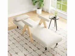 Clearance Sillón individual 64x68,5x93 cm - convertible 3 en 1 - acolchado - lino - beige + natural Sillón Cama