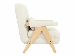 Clearance Sillón individual 64x68,5x93 cm - convertible 3 en 1 - acolchado - lino - beige + natural Sillón Cama
