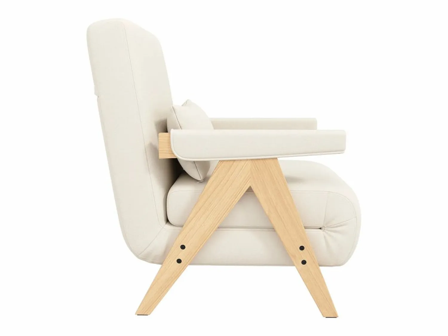 Clearance Sillón individual 64x68,5x93 cm - convertible 3 en 1 - acolchado - lino - beige + natural Sillón Cama