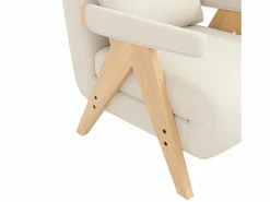 Clearance Sillón individual 64x68,5x93 cm - convertible 3 en 1 - acolchado - lino - beige + natural Sillón Cama