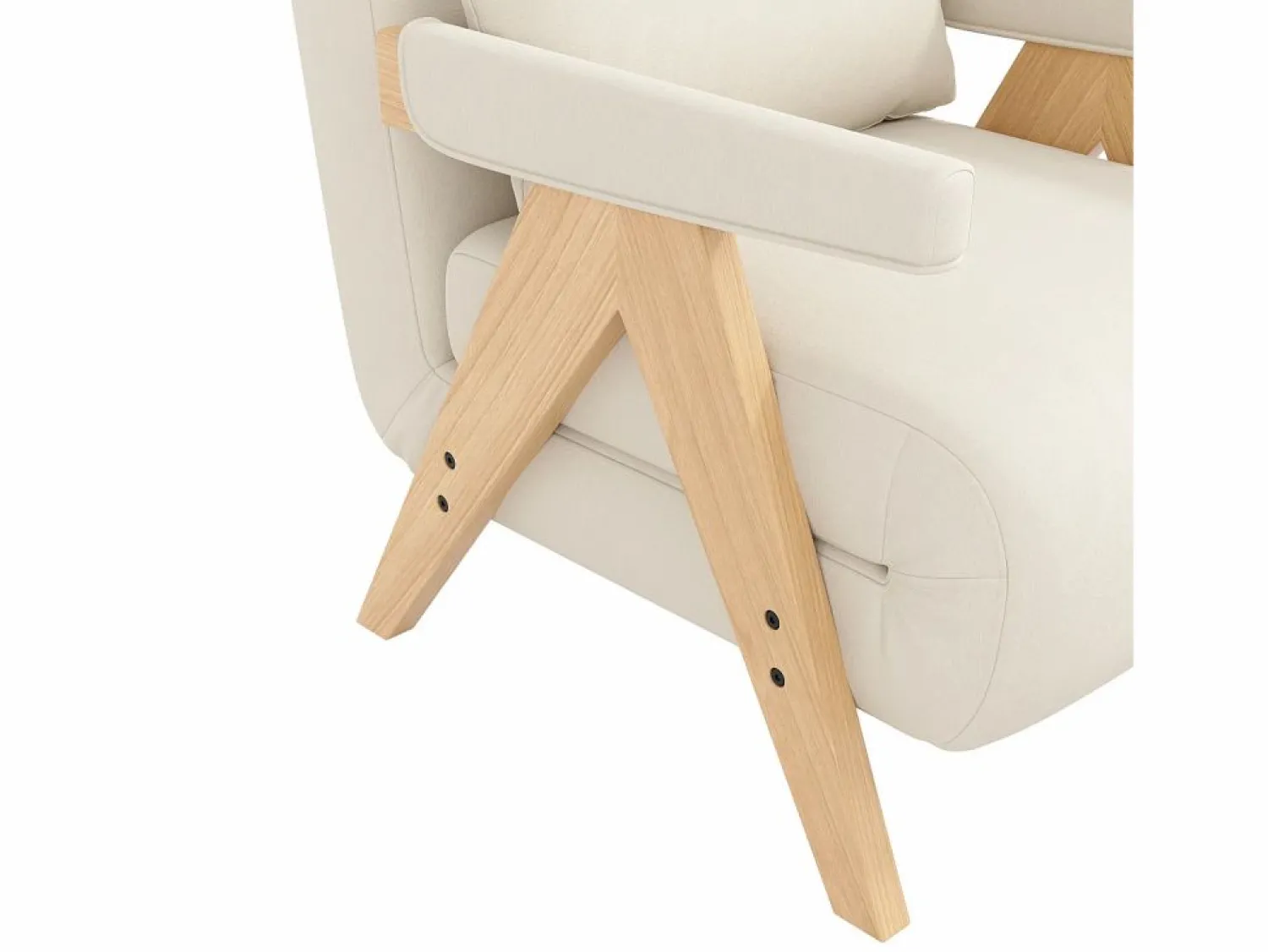 Clearance Sillón individual 64x68,5x93 cm - convertible 3 en 1 - acolchado - lino - beige + natural Sillón Cama