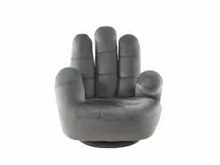 Sale Sillón infantil pivotante de terciopelo con forma de mano antracita CATCHY Sillón En Forma De Mano