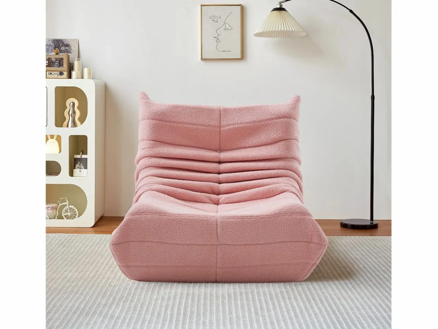 Outlet Sillón Lazy con respaldo, sillón puf grande para adultos, sofá individual Lazy, sofá de suelo, dormitorio (rosa) Sofá Vintage