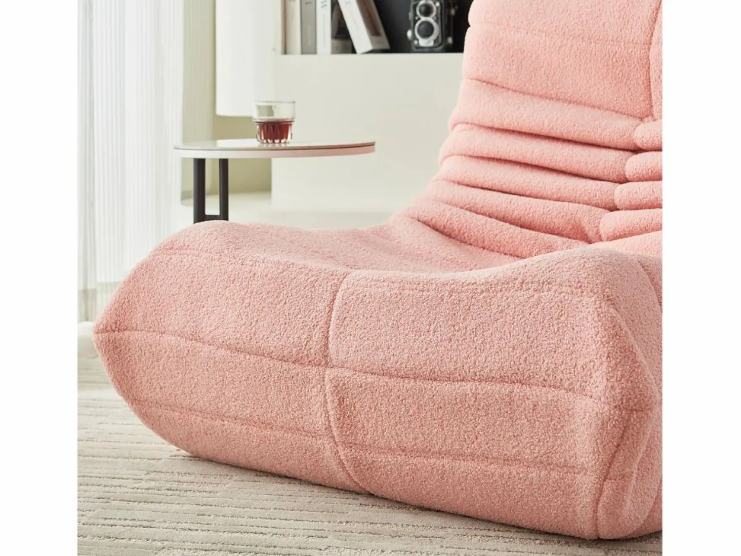 Outlet Sillón Lazy con respaldo, sillón puf grande para adultos, sofá individual Lazy, sofá de suelo, dormitorio (rosa) Sofá Vintage
