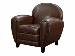 Outlet Rendez-Vous Déco Sillón marrón de cuero recubierto - Club Marru00f3n