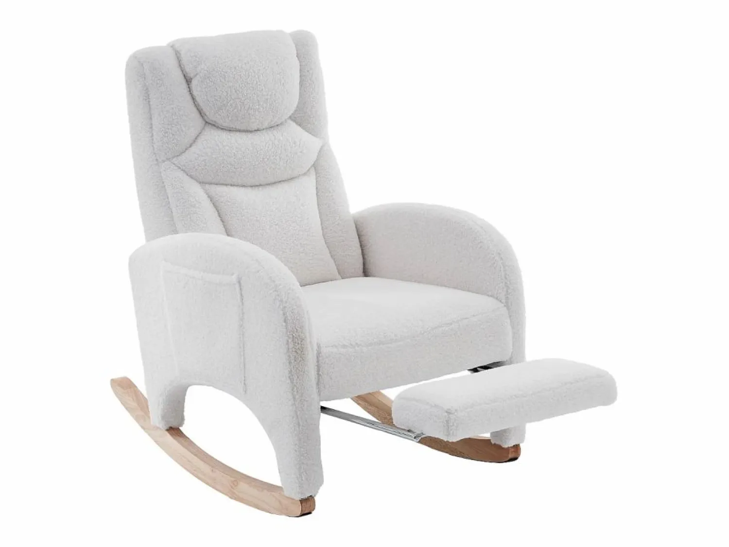 Online OKWISH Sillón mecedor con reposabrazos, respaldo y reposapiés retráctil - tela afelpada - para salas de estar y estudios Blanco