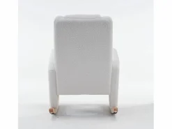 Online OKWISH Sillón mecedor con reposabrazos, respaldo y reposapiés retráctil - tela afelpada - para salas de estar y estudios Blanco
