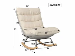 Sillón Mecedor Tapizado con Respaldo Regulable para Salón - Dormitorio, Balcón - 83 x 72 x 93 cm