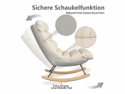 Sillón Mecedor Tapizado con Respaldo Regulable para Salón - Dormitorio, Balcón - 83 x 72 x 93 cm
