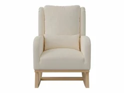 Sillón, mecedora con cojín, silla de ocio, adecuada para sala de estar, dormitorio, balcón, lino, beige.