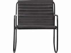 Best Made In Meubles Sillón mecedora de cuero con almacenamiento integrado para adultos - Estilo industrial vintage Negro