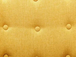 New Sillón mecedora de lino amarillo con patas mecedoras y botones decorativos en el respaldo ELMINA II Sillón|Sillón Balancín