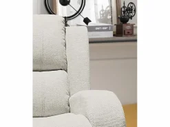 New Sillón Mecedora Relax con Reclinación Manual, Tapizado Microfibra, Modelo Sam, Arena Color natural claro