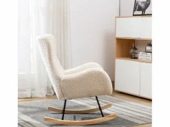Sillón mecedora, sillón relax, sillón lounge, reposabrazos, con patas de madera, tejido peluche Teddy , carga máxima: 150 kg