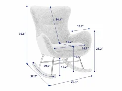 Sillón mecedora, sillón relax, sillón lounge, reposabrazos, con patas de madera, tejido peluche Teddy , carga máxima: 150 kg