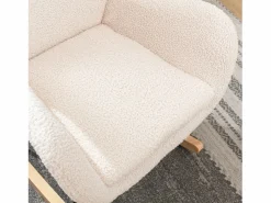 Sillón mecedora, sillón relax, sillón lounge, reposabrazos, con patas de madera, tejido peluche Teddy , carga máxima: 150 kg