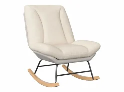 Clearance Sillón Mecedora Tapizado - Con Respaldo Regulable, Para Salón - Dormitorio, Balcón - 90,5 x 74 x 98 cm Beige