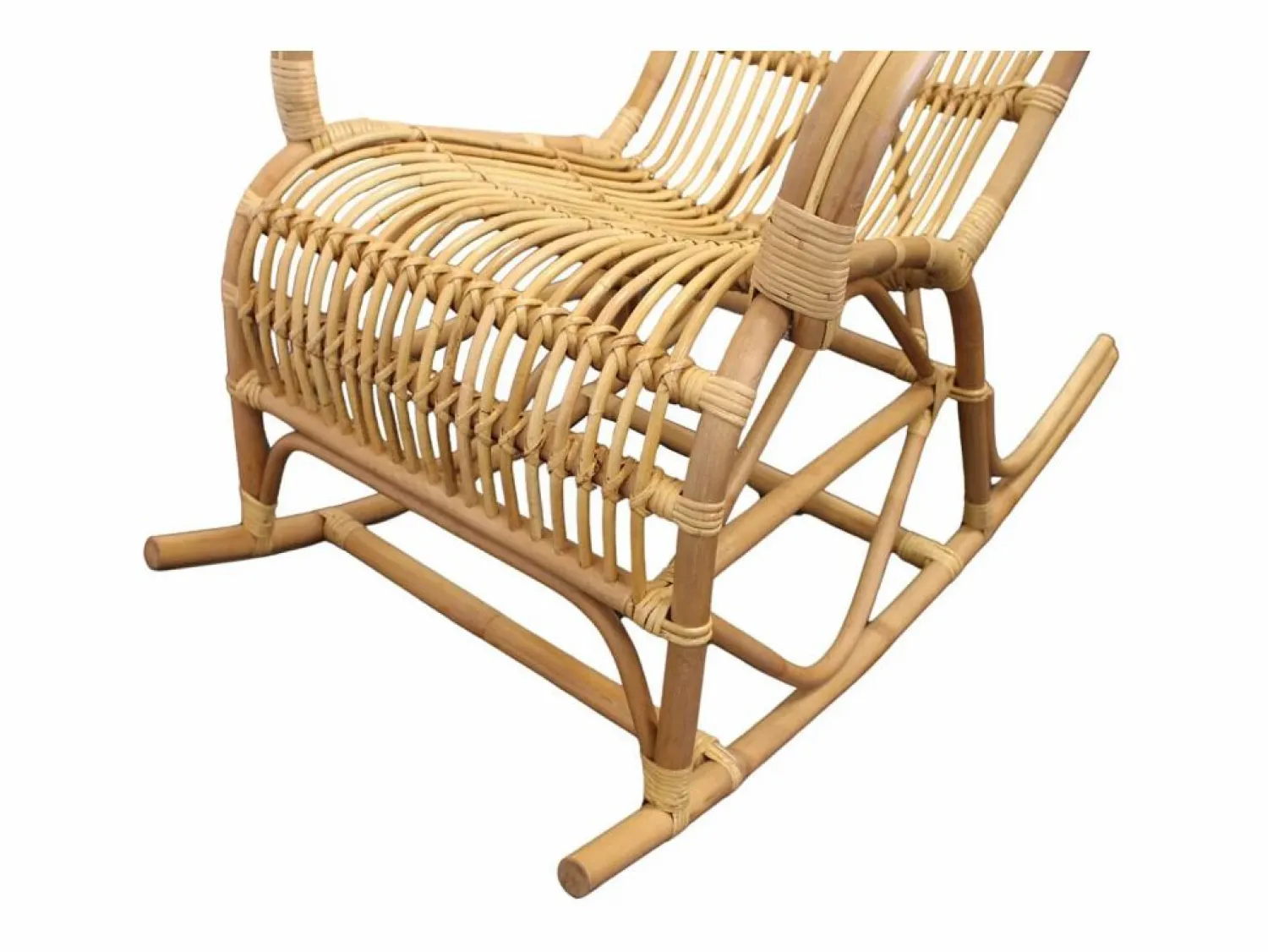 Outlet Sillón mecedora vintage de ratán con asiento mullido y almacenamiento - Marrón Sillón De Mimbre