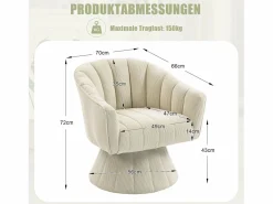 Merax Sillón moderno giratorio 360° - 70 x 66 x 72 cm - con asiento y respaldo ergonómicos + reposabrazos - terciopelo -