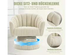 Merax Sillón moderno giratorio 360° - 70 x 66 x 72 cm - con asiento y respaldo ergonómicos + reposabrazos - terciopelo -