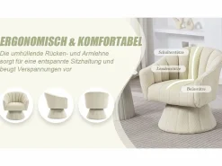 Merax Sillón moderno giratorio 360° - 70 x 66 x 72 cm - con asiento y respaldo ergonómicos + reposabrazos - terciopelo -