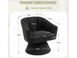 Discount Sillón moderno giratorio 360° - 70 x 66 x 72 cm - con asiento y respaldo ergonómicos + reposabrazos - terciopelo - Sillón