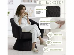 Discount Sillón moderno giratorio 360° - 70 x 66 x 72 cm - con asiento y respaldo ergonómicos + reposabrazos - terciopelo - Sillón