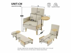 ModernLuxe Sillón moderno 62x67x88 cm - Sillón convertible 3 en 1 - Con función de cama - Sillón plegable acolchado -