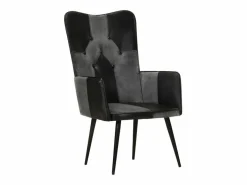 Clearance Sillón orejero cuero auténtico y gris Sillón De Piel