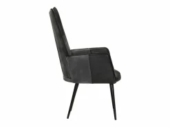 Clearance Sillón orejero cuero auténtico y gris Sillón De Piel