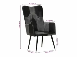 Clearance Sillón orejero cuero auténtico y gris Sillón De Piel