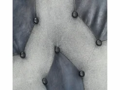New vidaxl Sillón orejero de cuero auténtico Gris