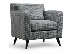 Discount Sillón orejero elegante, blanco y negro, 82 x 75 x 83 cm | Estructura de madera de haya y aglomerado, 100 % poliéster, cojines portátiles | Sillón Escandinavo
