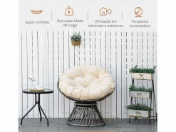 Online Outsunny Sillón papasan giratorio con cojín /crema 90x87x97 cm Gris