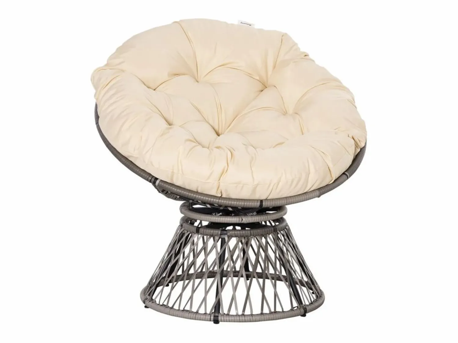 Online Outsunny Sillón papasan giratorio con cojín /crema 90x87x97 cm Gris